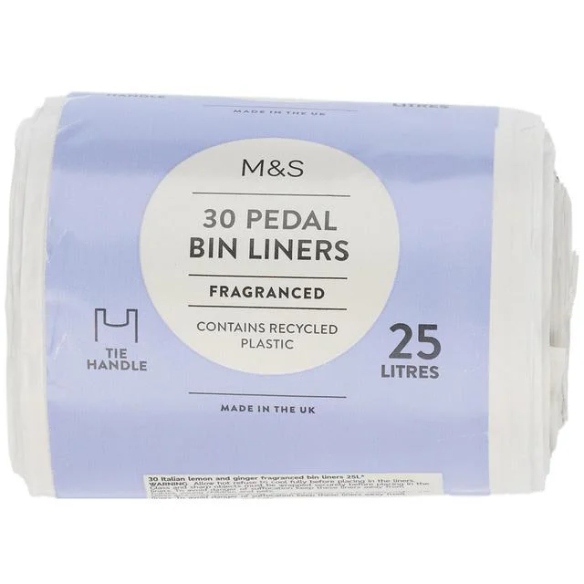 M&S 30 Fragranced Tie Handle 25L Pedal Bin Liners   30 per pack