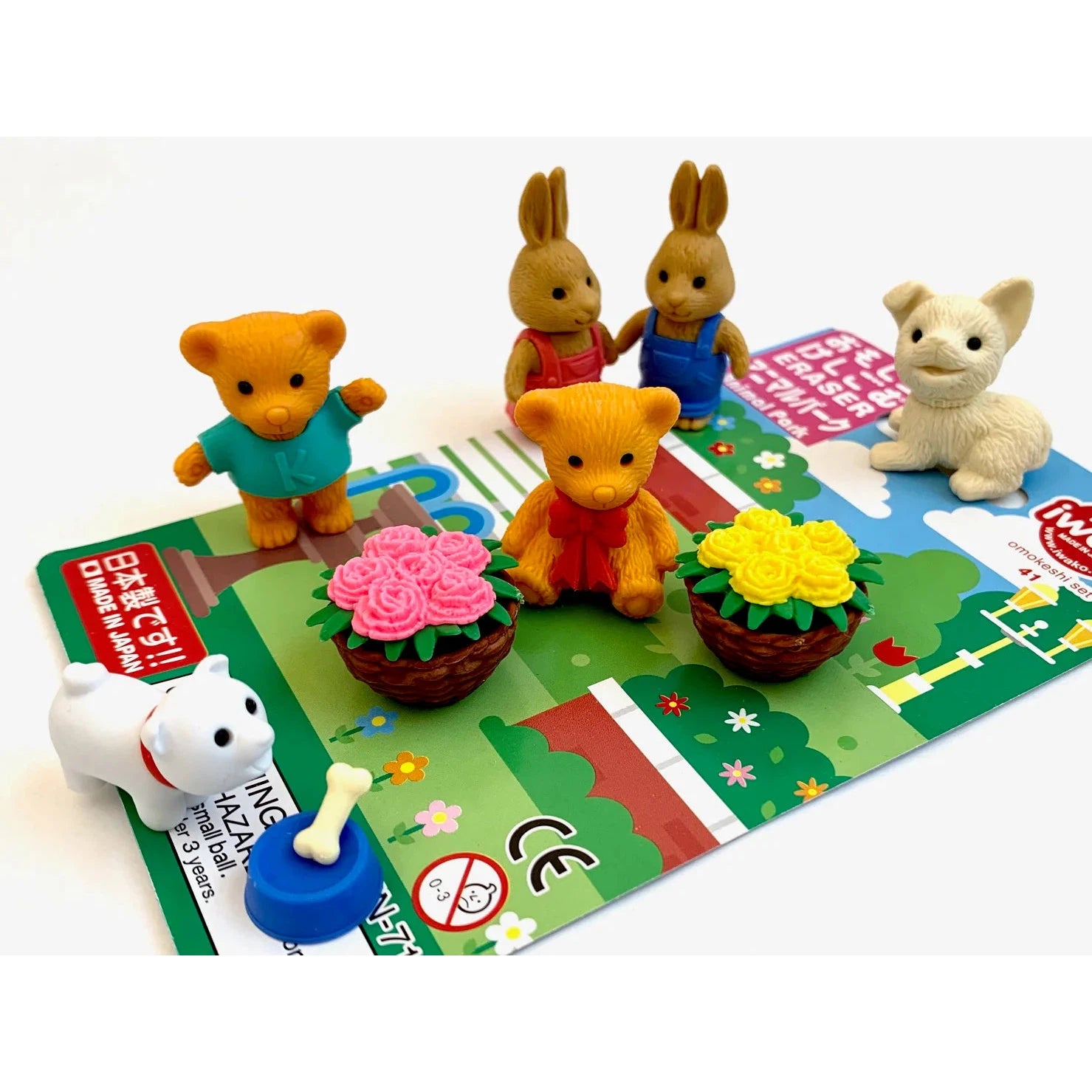 Iwako animal park puzzle eraser set