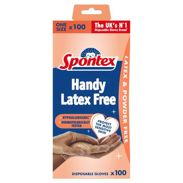 Spontex 100 Handy Latex Free Disposable Gloves   100 per pack