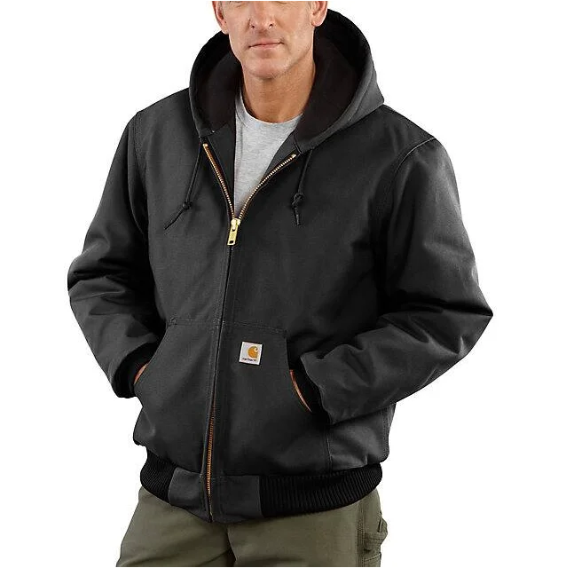 Flannel Lined Active Jacket - Loose Fit - Firm Duck - 3 Warmest Rating - Black