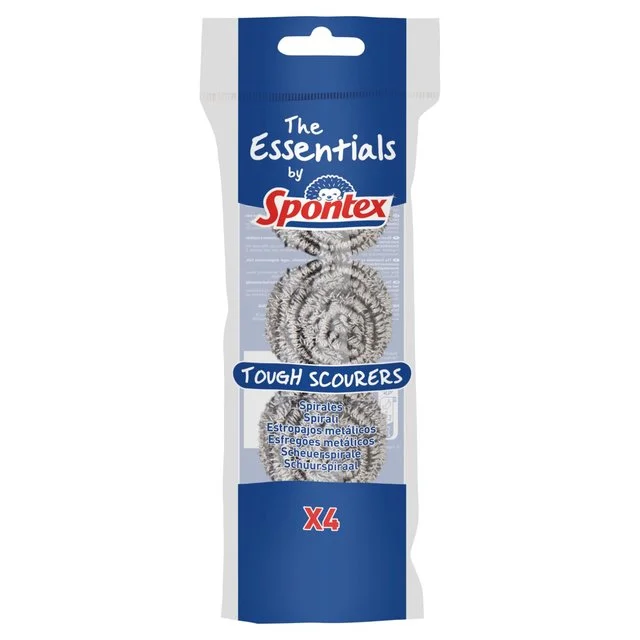 Spontex Essentials Stainless Steel Scourers   4 per pack