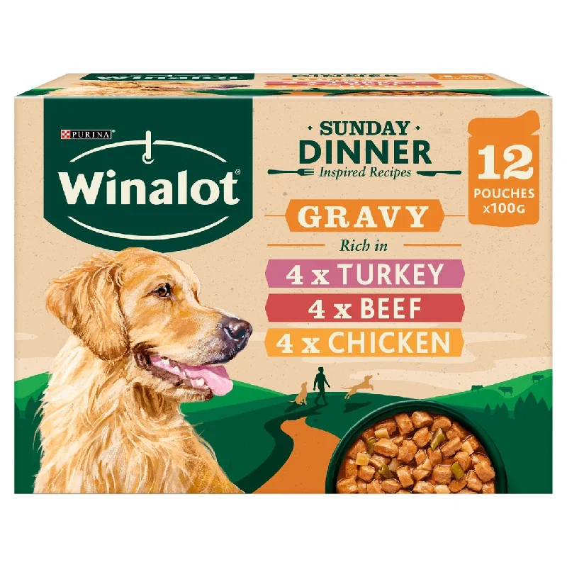 - Natural ingredient dog foodWinalot Sunday Dinner Dog Food Pouches in Gravy 12 x 100g