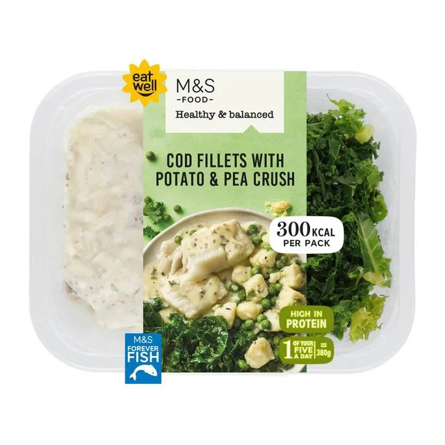 M&S Healthy & Balanced Cod Fillets with Potato & Pea Crush   380g