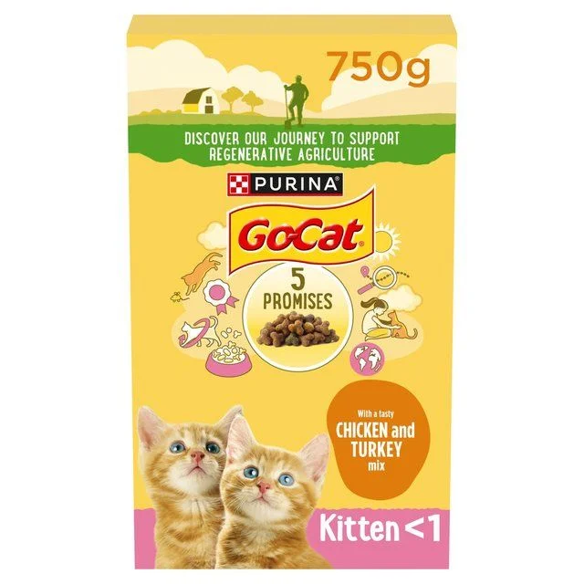    - Cat food for coat health  Go-Cat Kitten Chicken Turkey and Milk Dry Cat Food   750g