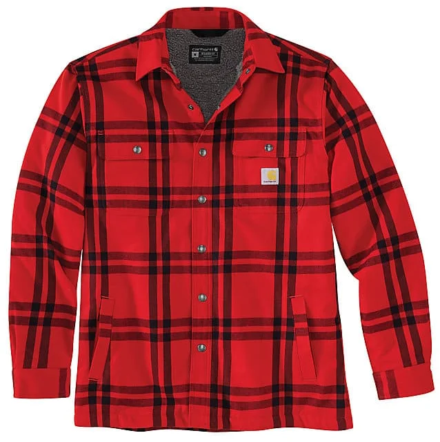 Relaxed Fit Flannel Sherpa-Lined Shirt Jacket - Crabapple