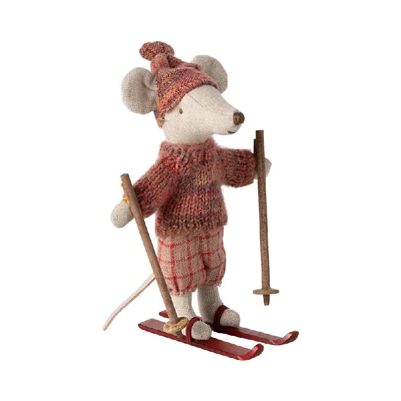 Maileg winter mouse big sister with ski set - rose 2024