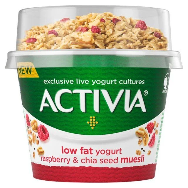 Activia Raspberry & Chia Seed Museli Breakfast Pot Low Fat Yoghurt   165g