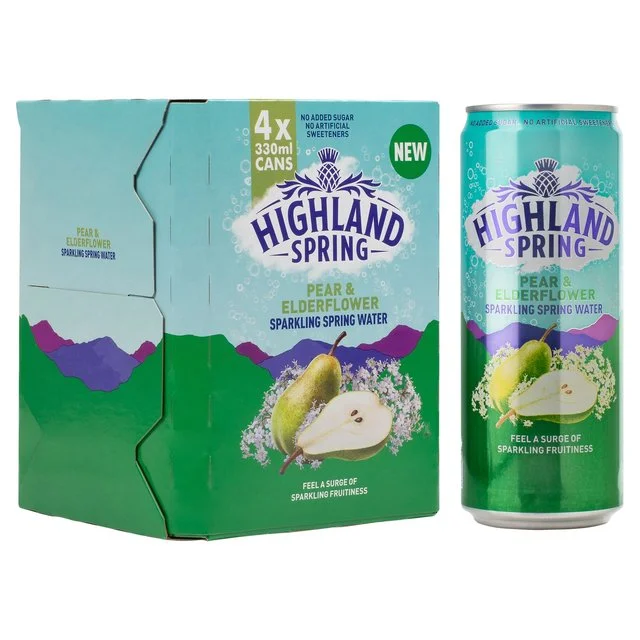 Highland Spring Sparkling Water Pear & Elderflower   4 x 330ml