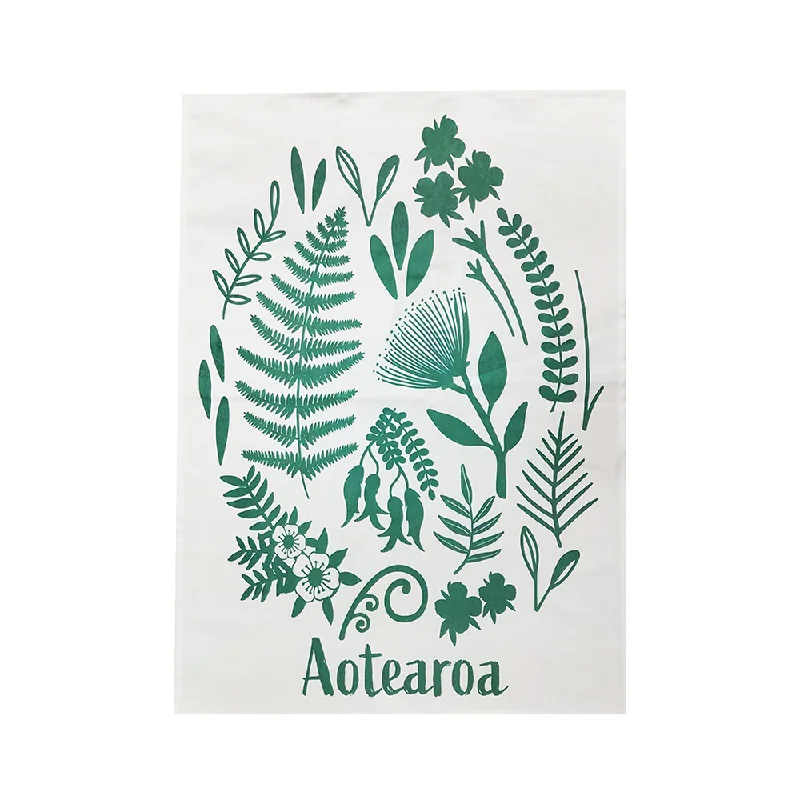 New Zealand Tea Towel Flora Teal