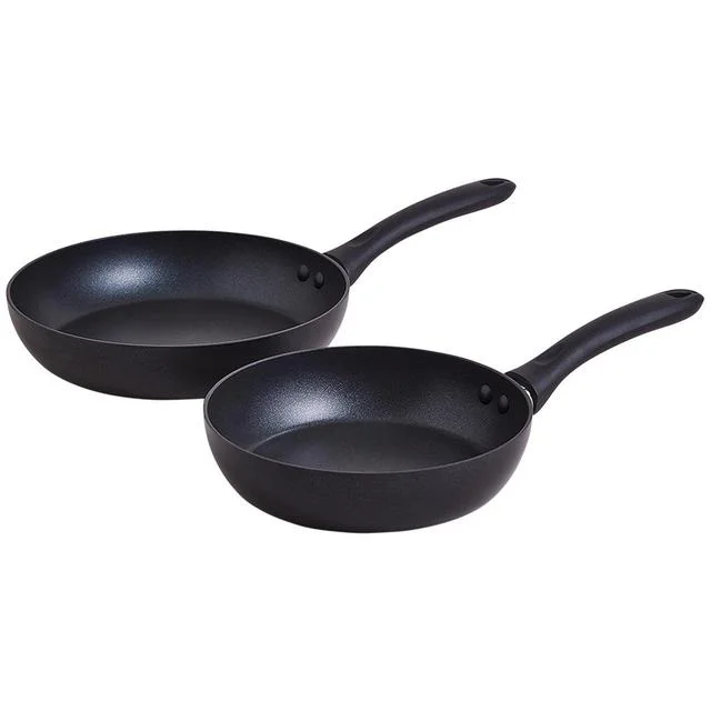 M&S Black Ali Non-Stick 2 piece Frying Pan Set Black   2 per pack