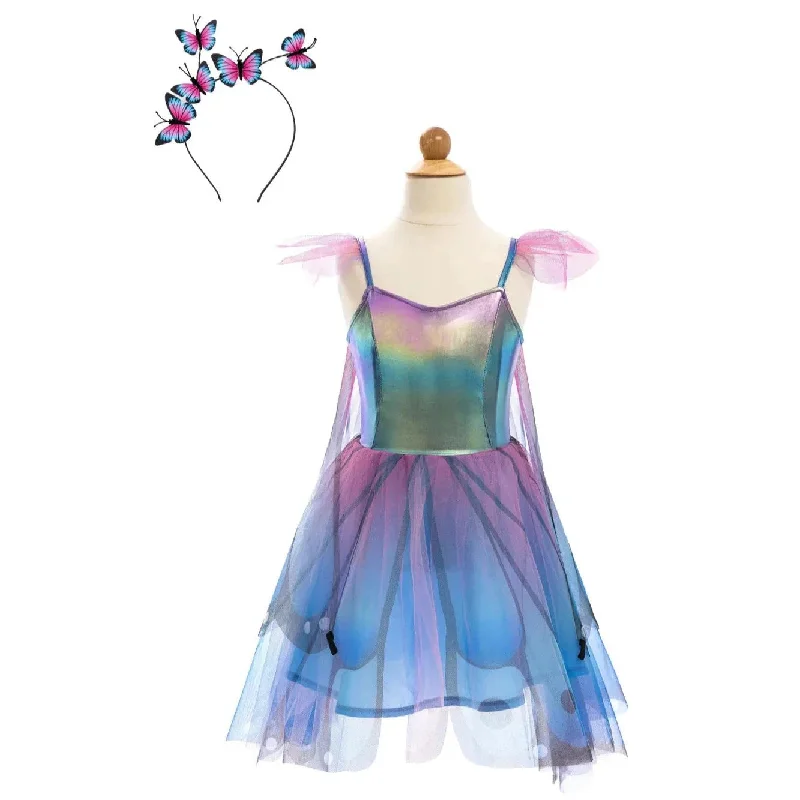 Blue Butterfly Twirl Dress with Wings & Headband size 3-4