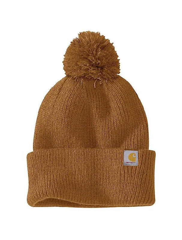 Women's Knit Pom-Pom Cuffed Beanie - Carhartt Brown