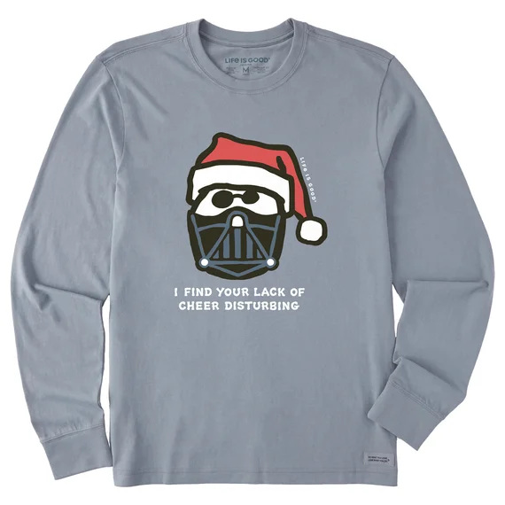 Men's Santa's Dark Side Long-Sleeve Crusher Tee - Stone Blue