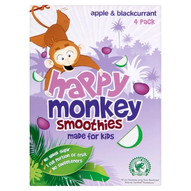 Happy Monkey Apple & Blackcurrant Smoothie   4 x 180ml