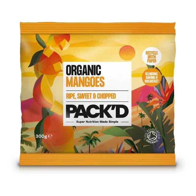 PACK'D Organic & Sweet Chopped Mango   300g