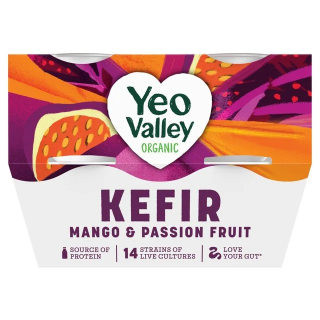 Yeo Valley Organic Mango & Passionfruit Kefir Yogurt   4 x 100g