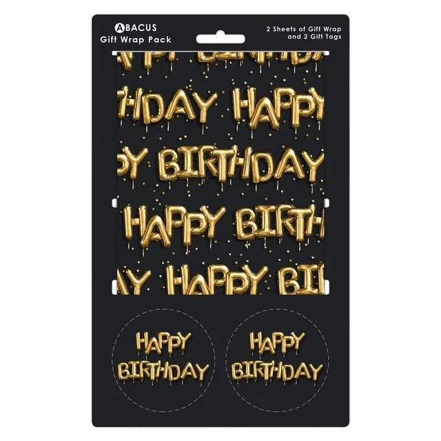 Birthday Balloons Gift Wrap Sheets & Tags   2 per pack