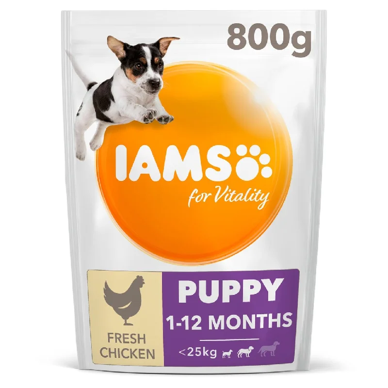  -Fish-containing dog foodIAMS for Vitality Puppy Food Small/Medium Breed with Fresh Chicken 800g