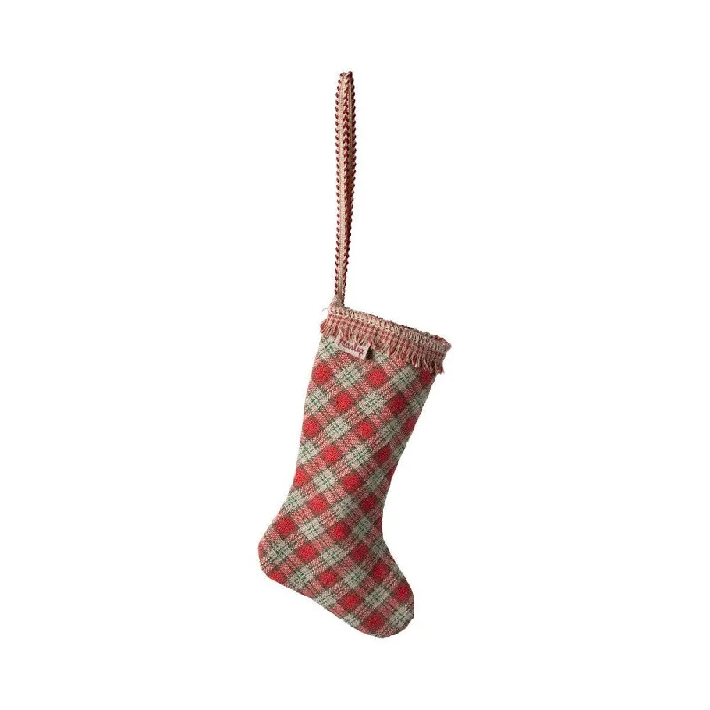 Maileg stocking ornament checker - red