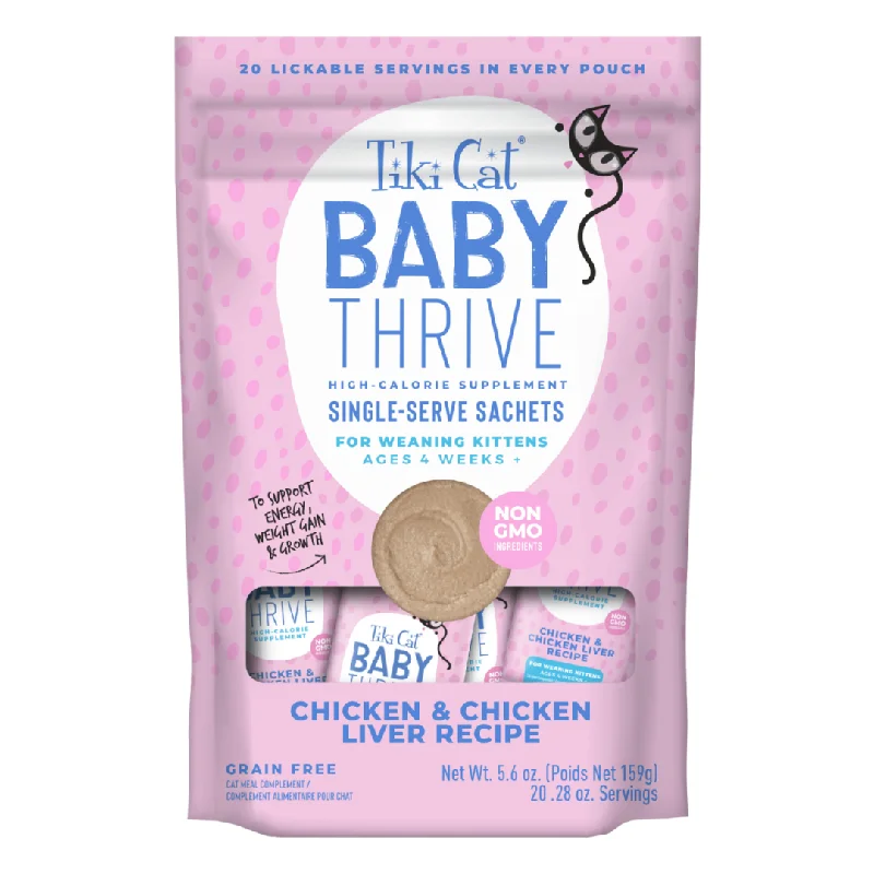 remove dead hair and dandruff, and promote pet skin health.Tiki Cat Baby Thrive Chicken & Chicken Liver Nutritional Supplement for Weaning Kittens