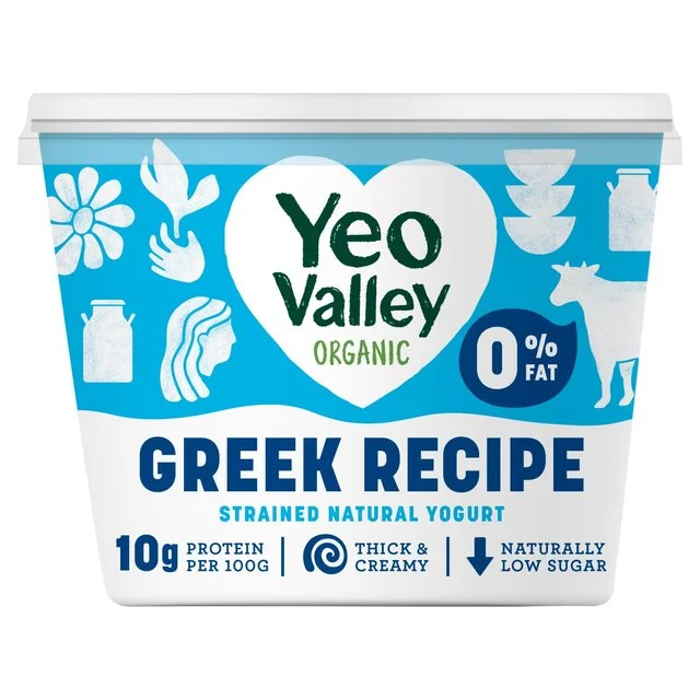 Yeo Valley Organic Greek Recipe 0% Strained Natural Yogurt   450g