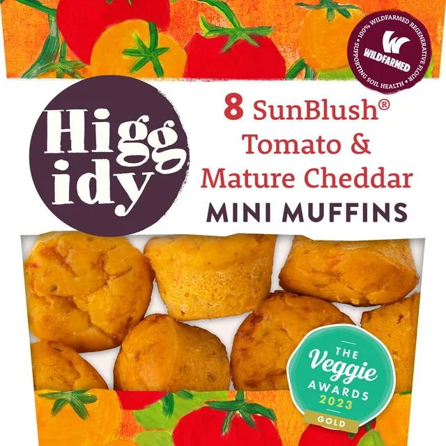 Higgidy 8 Cheddar & Tomato Mini Muffins   160g