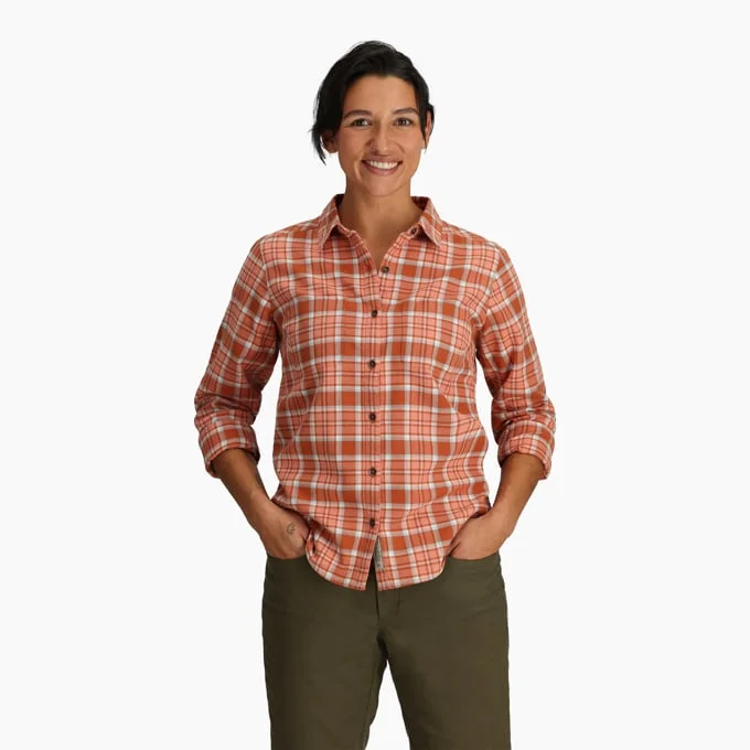 Women's Lieback Organic Cotton Flannel Long-Sleeve - Baked Clay Tomales Plaid