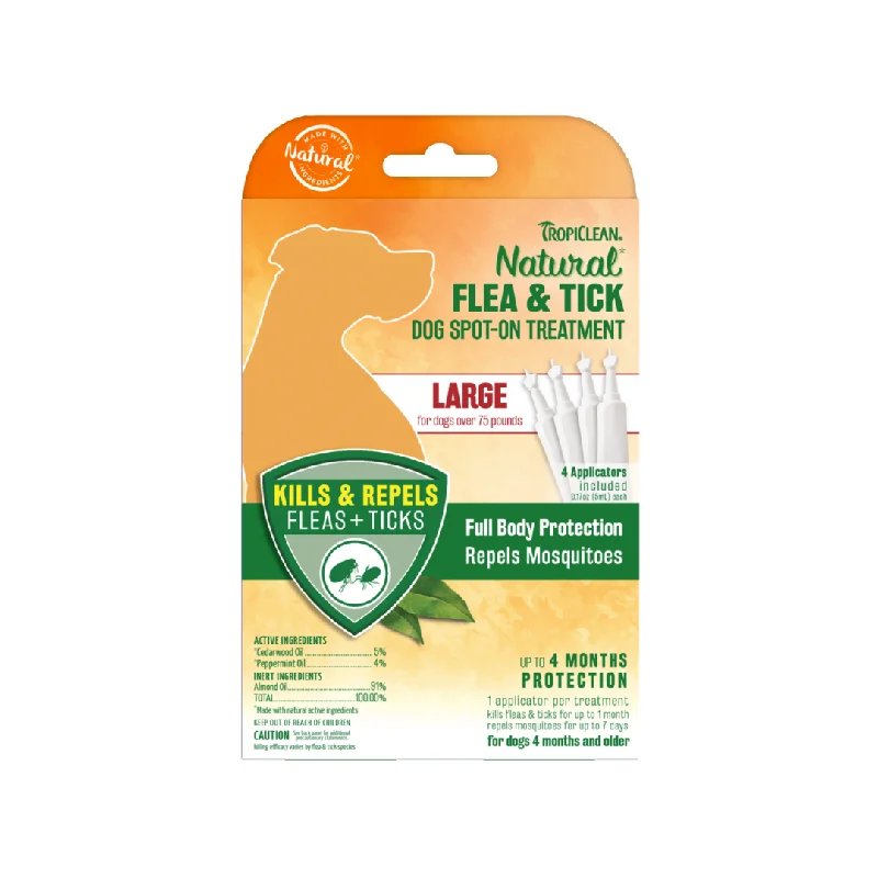 preventing the nails from growing too long and causing discomfort or damage to the pet.TropiClean Natural* Flea & Tick Spot On Treatment for Large Dogs, over 75 lbs