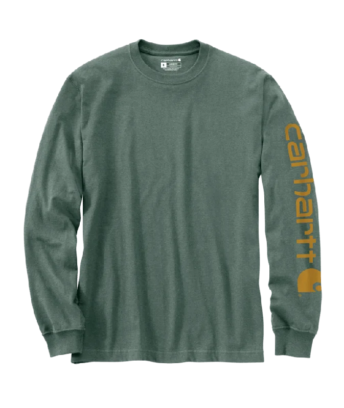 Loose Fit Heavyweight Long-Sleeve Logo Sleeve Graphic T-Shirt - Frosted Balsam Heather