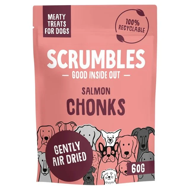 Scrumbles Dog Treats Meaty Salmon Chonks   60g