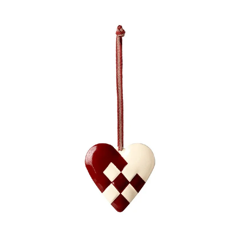 Maileg large metal braided heart ornament - red