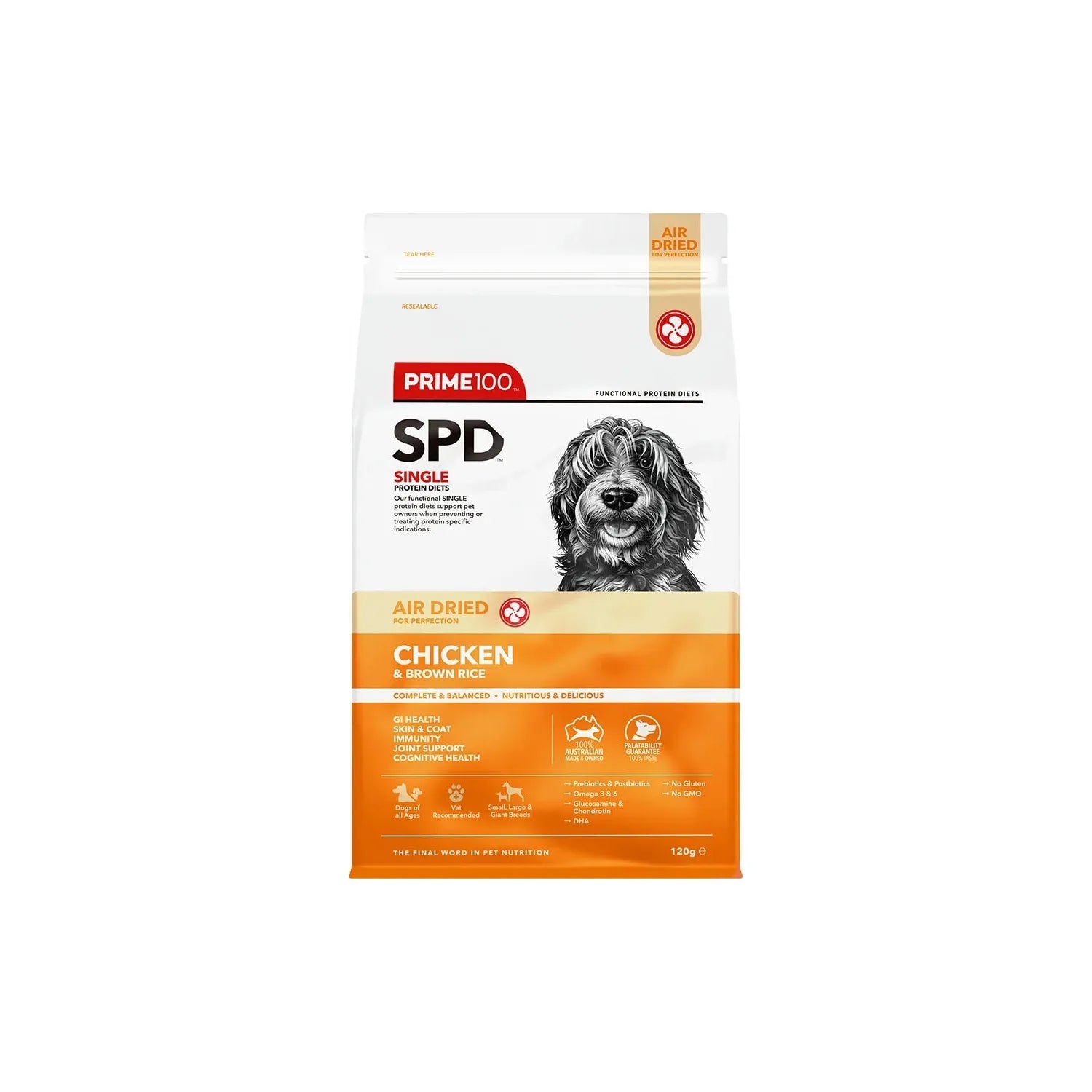 Prime100 Dog Dry Food - SPD™ Air Dried Chicken & Brown Rice