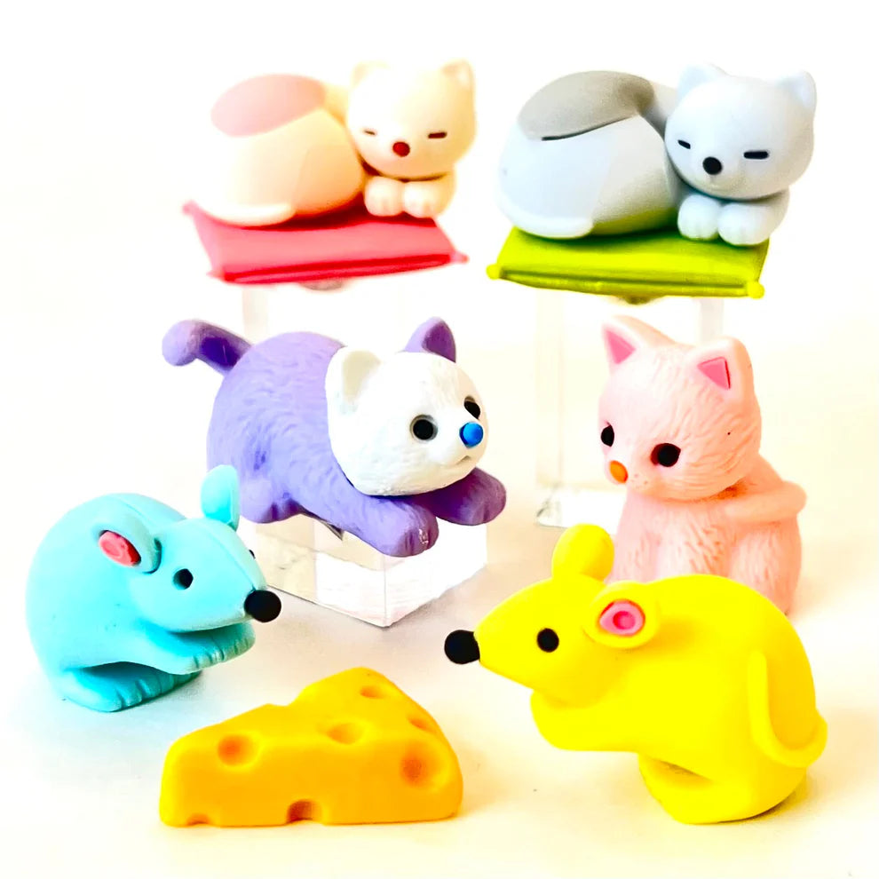 Iwako cat & mouse puzzle eraser set