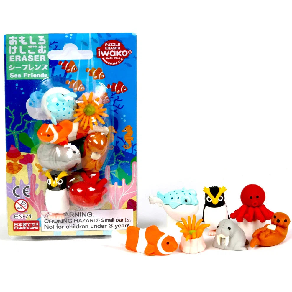 Iwako sea friends puzzle eraser set