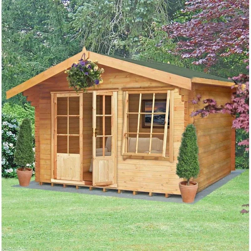 Shire Hale 11' 9" x 9' 9" Apex Log Cabin - Premium 70mm Cladding Tongue & Groove