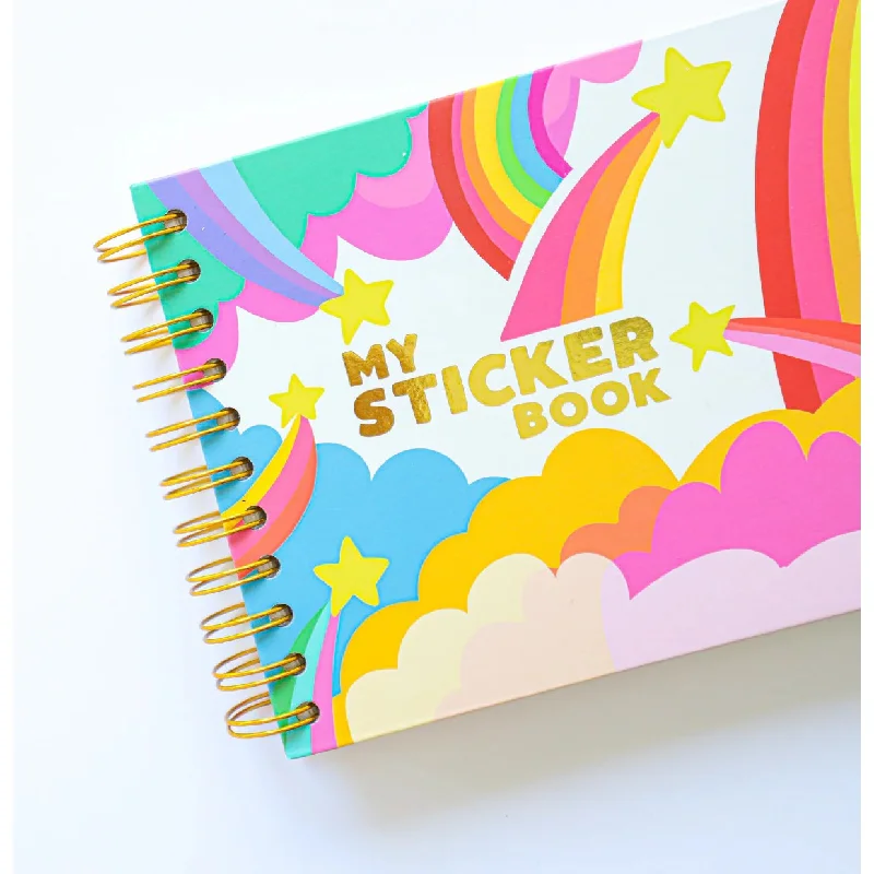 rainbows and stars - hardcover retro style sticker book