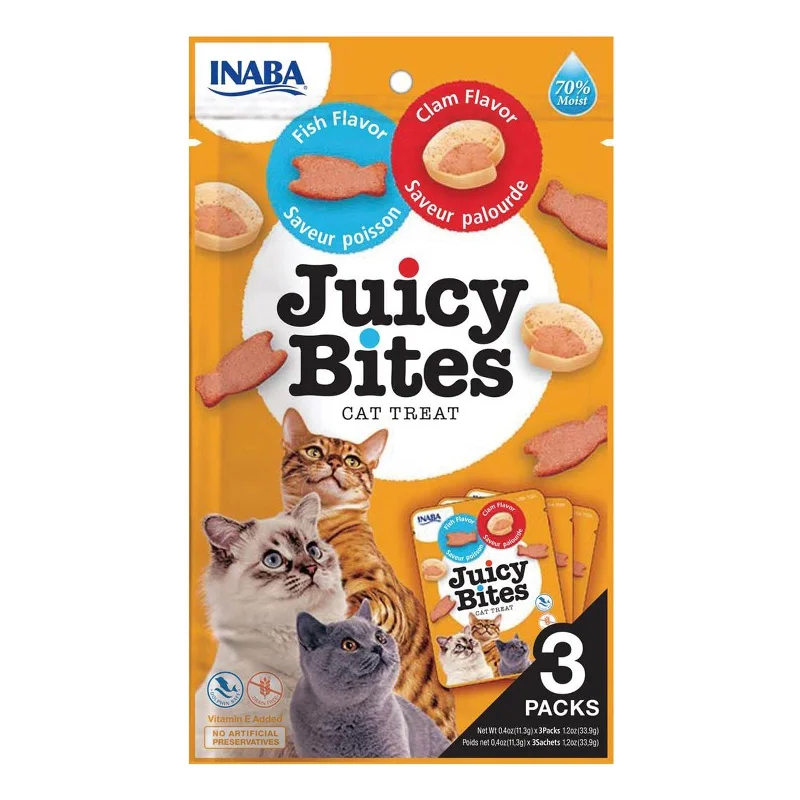 INABA Cat Juicy Bites Fish & Clam 34G