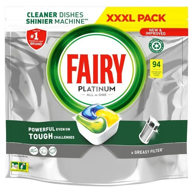 Fairy Platinum All in One Lemon Dishwasher Tablets   94 per pack