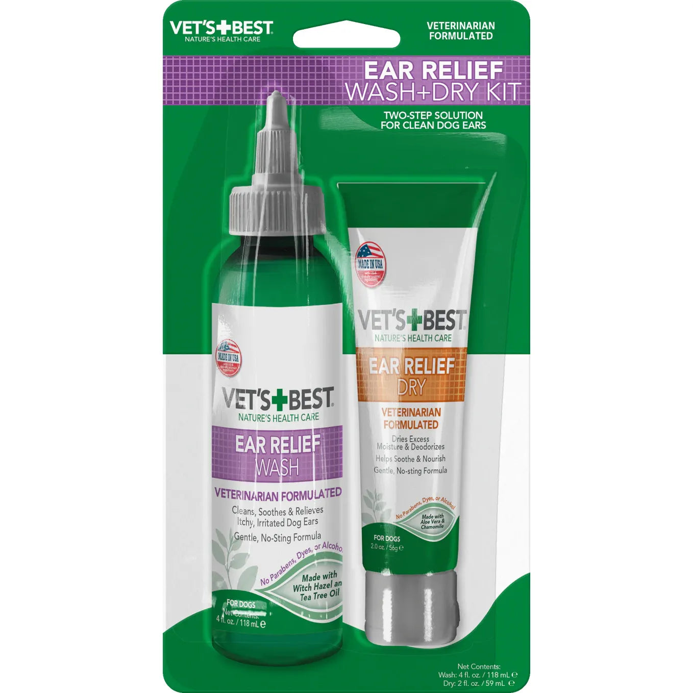 Vet's Best Ear Relief Wash & Dry Kit For Dogs