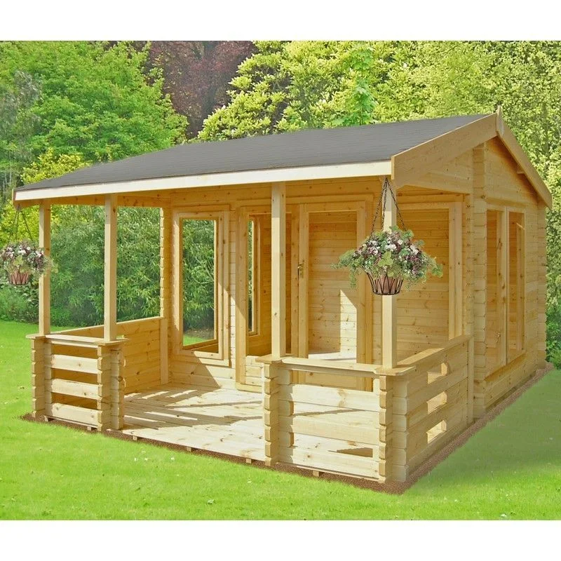 Shire Guisborough 12' 9" x 12' 1" Reverse Apex Log Cabin - Premium 44mm Cladding Tongue & Groove