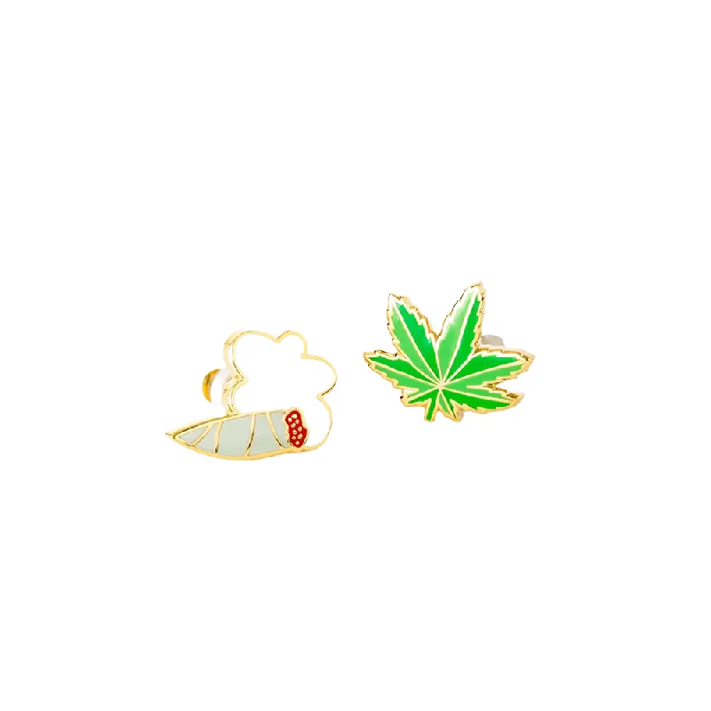 Yellow Owl Stud Earrings Weed