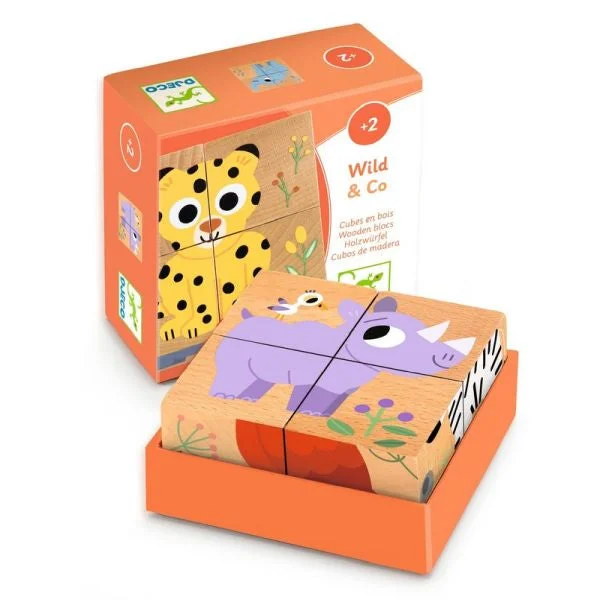 Djeco wild & co. wooden block puzzle