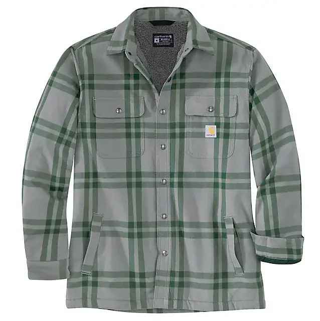 Relaxed Fit Flannel Sherpa-Lined Shirt Jacket - Weather Ash