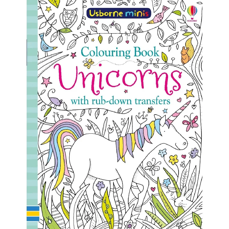 Usborne colouring book unicorns with rub down transfers