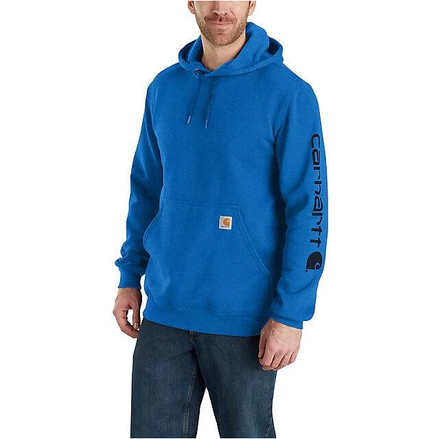 Loose Fit Midweight Logo Sleeve Graphic Hoodie - Beacon Blue Heather