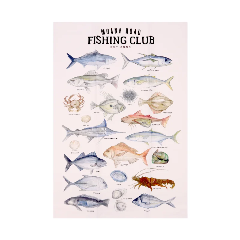 Moana Road Tea Towel Fishing Club