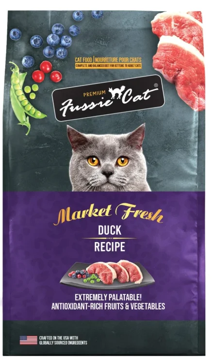 1. **Functional Cat Food**  Fussie Cat Market Fresh Duck Recipe, Dry Cat Food, 3.5lb Bag