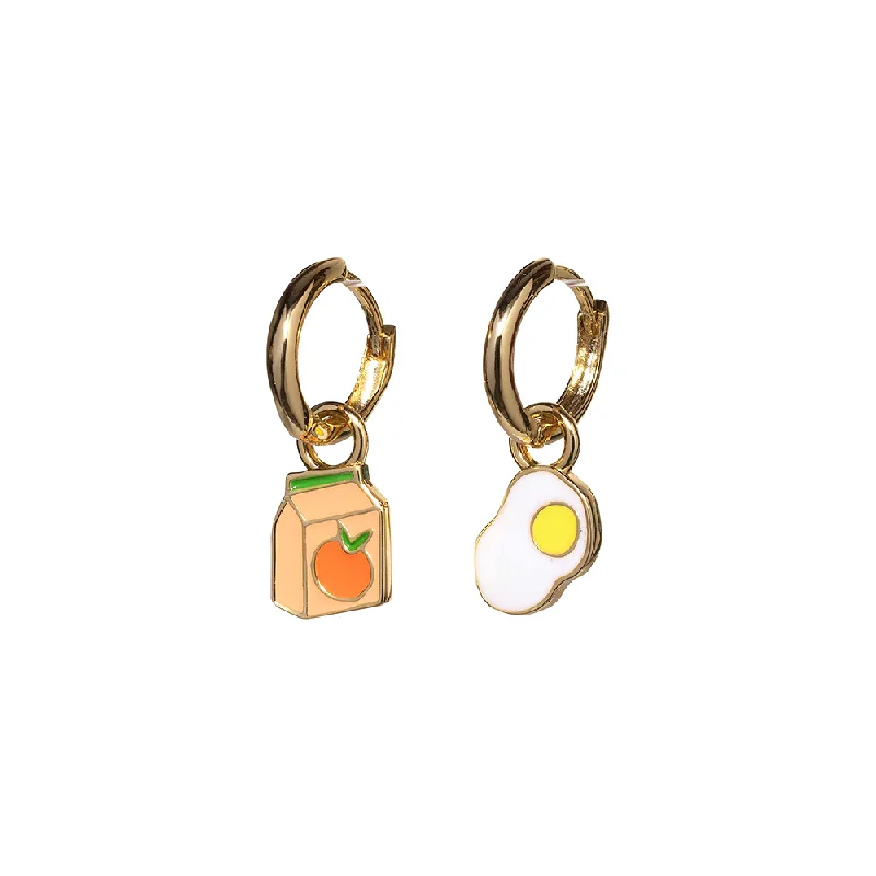 Yellow Owl Hoop Earrings OJ and Egg