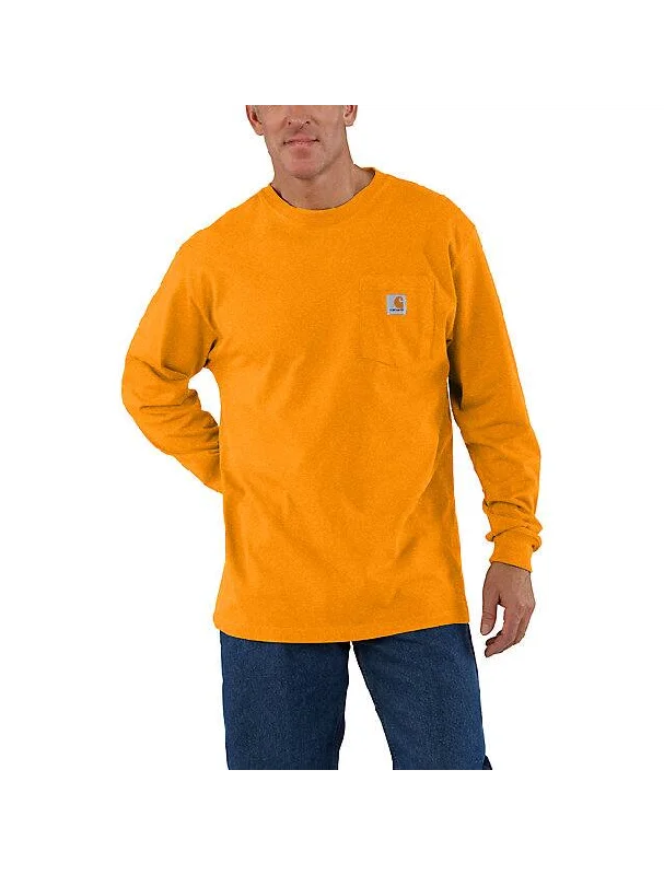 Loose Fit Heavyweight Long-Sleeve Pocket T-Shirt - Rust Heather