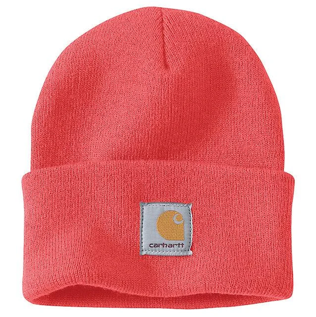 Knit Cuffed Beanie - Coral Glow